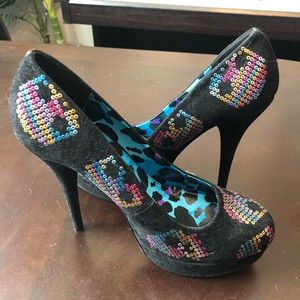 Rainbow skull heels